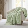 1 PC 50x60" Ruched Fur Throw Sage Green