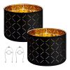 Drum Lamp Shade 2 Set 13 x 13 x 10 in Medium Round Lampshade with Harp (Black)