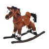 Qaba Rocking Horse Kids Plush Ride-On Toy Nursery Rhyme Music 18-36 Months Light Brown White Perfect Gift for Toddlers