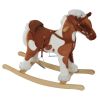 Qaba Rocking Horse, Kids Plush Airplane Rocker, Nursery Rhyme Sounds, Educational Toy for Boys & Girls
