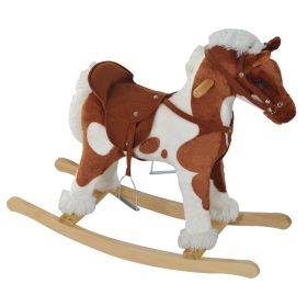 Qaba Rocking Horse, Kids Plush Airplane Rocker, Nursery Rhyme Sounds, Educational Toy for Boys & Girls