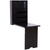 HOMCOM Wall Mounted Convertible Desk Multi-Function with Storage Shelf Espresso Brown for Home Office