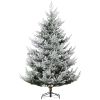 HOMCOM 7.5 FT Artificial Christmas Tree, Flocked Hinged Xmas Tree with 1218 Tips, Steel Base, Auto Open, Green