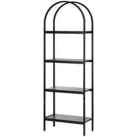 VEVOR Metal Bookshelf, 4-Tier Arched Industrial Bookshelf, Small Rustic Vintage Storage Bookcase with Open Shelves