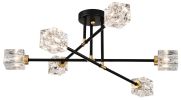Modern Ceiling Lamp with Light Fixture (6*G9 Bulbs Included),Modern Semi Flush Mount Light Fixture Crystal Chandelier for Dining Room, Bedroom