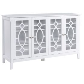 HOMCOM Kitchen Buffet Cabinet White Sideboard with Glass Doors Adjustable Shelves for Dining & Coffee Bar
