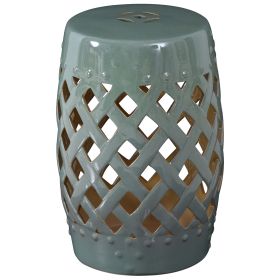 Outsunny Ceramic Side Table Garden Stool 13" x 18" Green with Knotted Ring Design