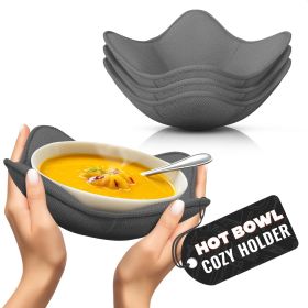 4 Pcs Microwave Bowl Holders for Hot Food 7.5 inch Gray Microwave Bowl Cozy Holders for Safe & Easy Handling of Hot Bowls Saucers & Cups Machine Wash
