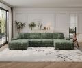Convertible U-shaped Combination Sofa, Corduroy Fabric, Modern Comfortable Large Size 4 Seat Sofa, Living Room Double Lounge Chair ,Green