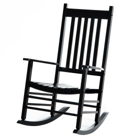 Outsunny Wooden Outdoor Rocking Chair with Armrests, High Back for Garden, Patio, Balcony, Porch, Black