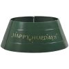 HOMCOM Metal Christmas Tree Collar 26 Inch Festive Xmas Tree Skirt Decoration Green 3 Panels Holiday Decor