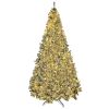 HOMCOM 9' Prelit Artificial Flocked Christmas Trees, with Snow Frosted Branches, Warm White LED Lights, Auto Open
