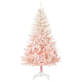 HOMCOM 7ft Pencil Christmas Tree, Pink Artificial Christmas Tree for Holiday Home Decoration with Metal Stand & Automatic Open, Pink