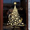 Golden Christmas Tree Window Clings Stickers for Glass, Large DIY Static Wall Window Door Mural Showcase Decal Sticker