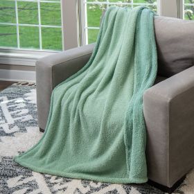 HGTV Teddy Sherpa Fur Throw Blanket Quietude 50 x 70 inches