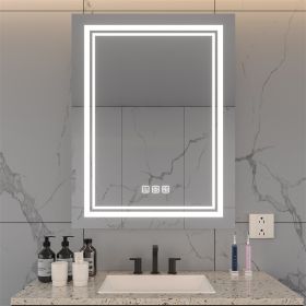 Bright LED Bathroom Mirror 32" x 24" Front Light, 5 Mins Defog, Full HD Reflected, 3 Colors Dimmable, Wall Mounted