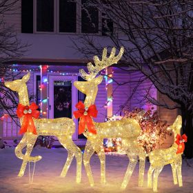 3-Piece Pre-Lit Christmas Reindeer Family Decorations with 440 Warm White LED Lights, Outdoor Holiday Yard Décor with Stakes & Ropes, Buck 6.1ft