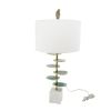 D15x29.5" Verdant Agate-Slice Table Lamp w/ Marble Base