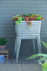 20.5x20.5x21" Large Perryman Galvanized Tub On Stand, for Plant Pot/Planter/ Metal Ice Buckets