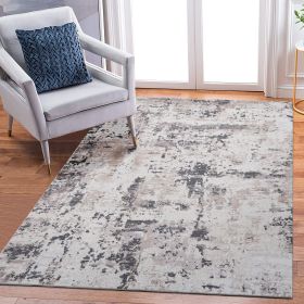 8X10 Cream/Brown /Abstract Non-Shedding Living Room Bedroom Dining Home Office Stylish and Stain Resistant Area Rug