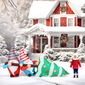 7 FT Lighted Christmas Inflatable Decoration, Inflatable Gnomes Pulling Christmas Tree