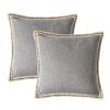 Set of 2 Throw Pillow Covers Vintage Linen Trimmed Cushion Covers, 20"x20"
