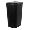 Kitchen Trash Can, 13.3 Gallon, Plastic Touch Top Garbage Bin with Lid, Black
