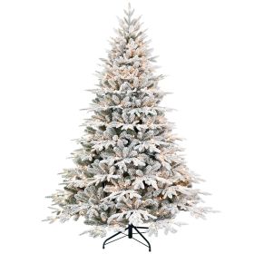 6.5ft PE/PVC mixed flocking automatic tree Steel Wire+Wire Environmentally Friendly Fireproof Artificial Flocked Christmas Tree