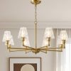 Mid Century Glass Chandelier Modern Gold Pendant Light Fixture, 8 Light Farmhouse Chandeliers for Dining Room Living Room Bedroom