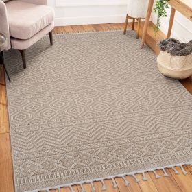 LOOM & LUXE Collection 8X10 Mocha /Geometric Indoor/Outdoor Area Rug