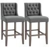Set of 2 40Inch Button Tufted Bar stools High Counter Dining Height Chairs Grey