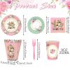 72 Pcs Tea Party Supplies Floral Party Dinnerware Serves 10 Disposable Tableware Supplies 10 Paper Tea Cups 20 Saucers Plates 20 Napkins and 12 Popcor