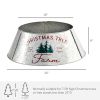 HOMCOM Christmas Tree Collar Steel Tree Ring Skirt Home Xmas Decoration with Christmas Tree Printed, 26" Base, Silver