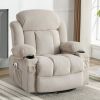Swinging recliner massage heated sofa, with USB and 2 cup holders in side pockets, (BEIGE )