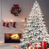 6.5ft PE/PVC mixed flocking automatic tree Steel Wire+Wire Environmentally Friendly Fireproof Artificial Flocked Christmas Tree