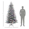 HOMCOM 7.5ft Snow Flocked Artificial Christmas Tree, Pre-Lit Christmas Tree with 500 LED Lights and 1264 Branch Tips, Green