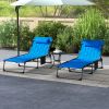 Outsunny Folding Lounger Set: 5-Position Reclining, Blue Chaise Lounge Pair for Comfortable Outdoor Rest|