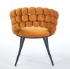 Orange Modern chair(set of 2 ) with golden color iron tube legs, soft cushions and comfortable backrest, suitable for dining room, living room, cafe
