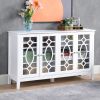 HOMCOM Kitchen Buffet Cabinet White Sideboard with Glass Doors Adjustable Shelves for Dining & Coffee Bar