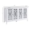 HOMCOM Kitchen Buffet Cabinet White Sideboard with Glass Doors Adjustable Shelves for Dining & Coffee Bar