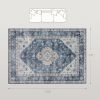 9x12 Area Rug, Vintage Machine Washable Rug, Non-Slip Floor Carpet for Living Room, Bedroom, Dining Room, Blue