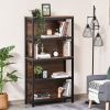 HOMCOM 4-Tier Bookshelf, Modern Design Walnut-Tone Storage Rack for Office, Home Study or Display