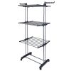 Clothes Drying Rack Rolling Collapsible Laundry Dryer Hanger Stand Rail Shelve Wardrobe Clothing Drying Racks w/ Dual Side Wings