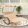 Outdoor 2 Persons Rocking Chaise Lounge with Canopy and Wheels