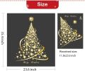 Golden Christmas Tree Window Clings Stickers for Glass, Large DIY Static Wall Window Door Mural Showcase Decal Sticker