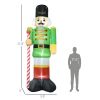 Outsunny 11.8' Inflatable Green Walnut Soldier w/ White LED Lights, Blow-Up Outdoor Display for Party