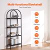 VEVOR Metal Bookshelf, 4-Tier Arched Industrial Bookshelf, Small Rustic Vintage Storage Bookcase with Open Shelves