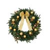 24in Pre-lit Battery Powered Christmas Wreath with Remote, Lighted Artificial Xmas Wreath with 50 Warm Lights and 120 PVC Tips and Ornaments