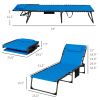 Outsunny Folding Lounger Set: 5-Position Reclining, Blue Chaise Lounge Pair for Comfortable Outdoor Rest|