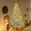 HOMCOM 9' Prelit Artificial Flocked Christmas Trees, with Snow Frosted Branches, Warm White LED Lights, Auto Open